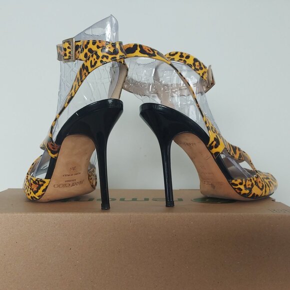 Jimmy Choo Patent Leather Leopard Print Shoes - Size 38 (US 7.5) - Picture 4 of 7